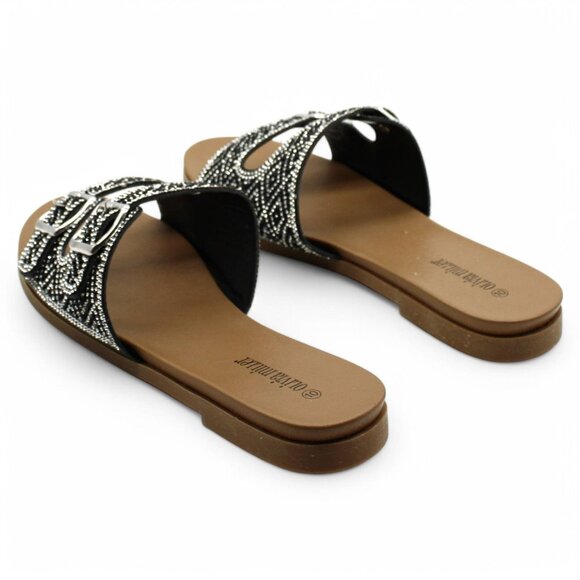 Olivia Miller Kayla Womens Rhinestone Slip on Slide Sandals - Picture 8 of 9